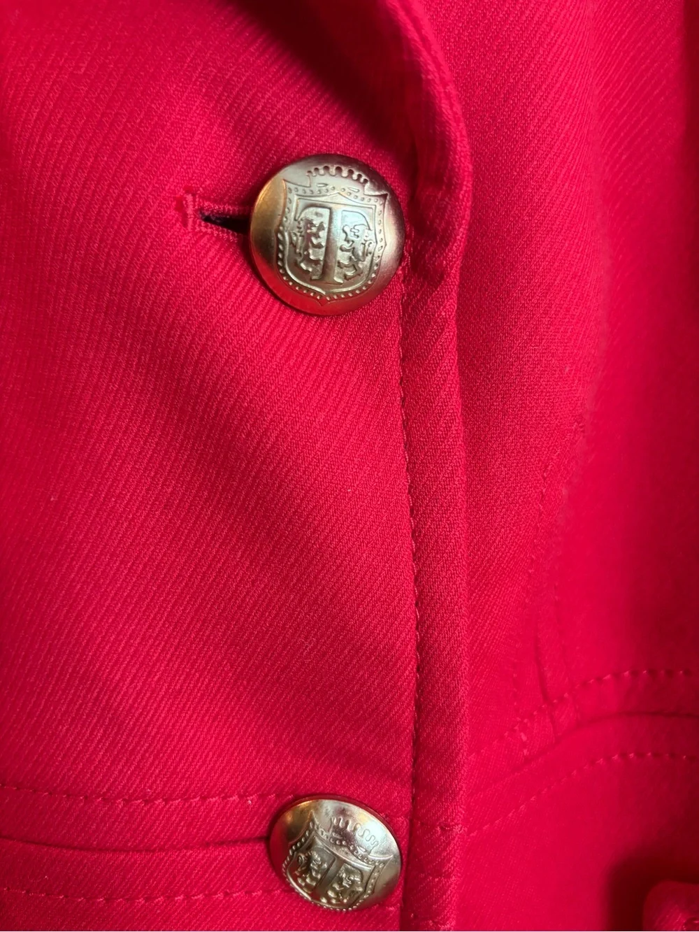 Talbots Double Breasted Pea Coat Persimmon Red 8 Petite Gold Buttons Classic